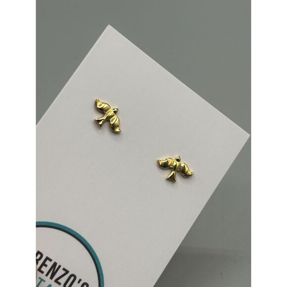 Tiny Dove Earrings Gold Tone Pierced Studs Small Birds Earrings Dainty Jewelry - Picture 3 of 6